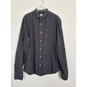 Marine Layer Shirt Dark Grey Check Flannel Button Up Pocket Cotton Men's Large